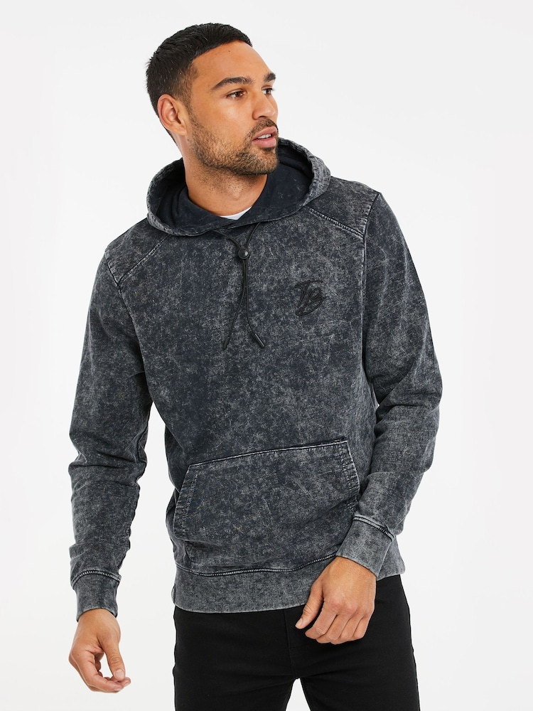 Threadbare Grey Cotton Blend Acid Wash Hoodie - Image 1 of 4