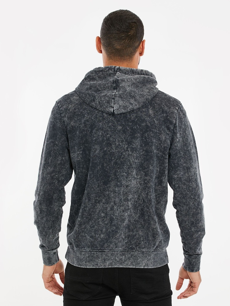 Threadbare Grey Cotton Blend Acid Wash Hoodie - Image 2 of 4