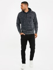 Threadbare Grey Cotton Blend Acid Wash Hoodie - Image 3 of 4