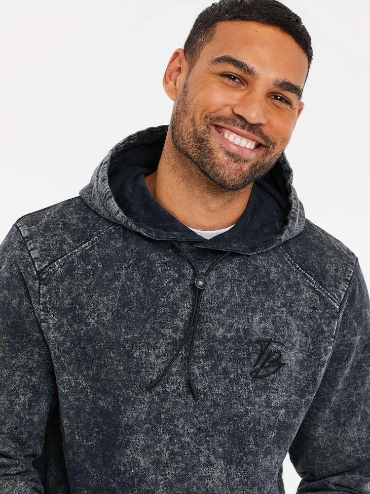 Threadbare Grey Cotton Blend Acid Wash Hoodie - Image 4 of 4