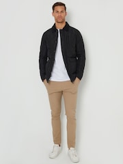 Threadbare Black Showerproof Diamond Quilted Waterproof Collared Jacket - Image 3 of 4