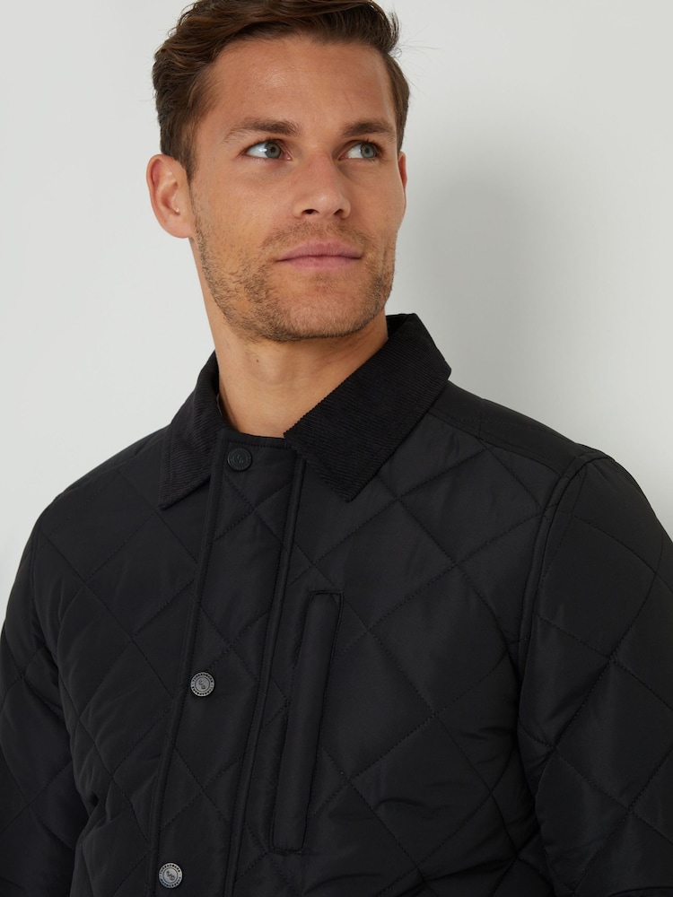 Черный - Threadbare Showerproof Diamond Quilted Waterproof Collared Jacket - Изображение 4 из 4 Черный - Threadbare Showerproof Diamond Quilted Waterproof Collared Jacket - Изображение 4 из 4