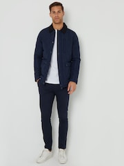 Threadbare Navy Showerproof Diamond Quilted Waterproof Collared Jacket - Image 3 of 4