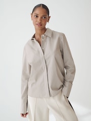 Stone Stripe Fitted Collared Long Sleeve Shirt - Image 1 of 7