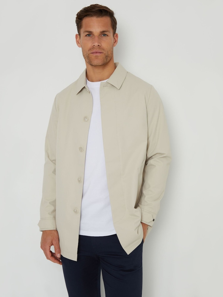 Threadbare Stone Showerproof Longline Tailored Trench Jacket - Image 1 of 4