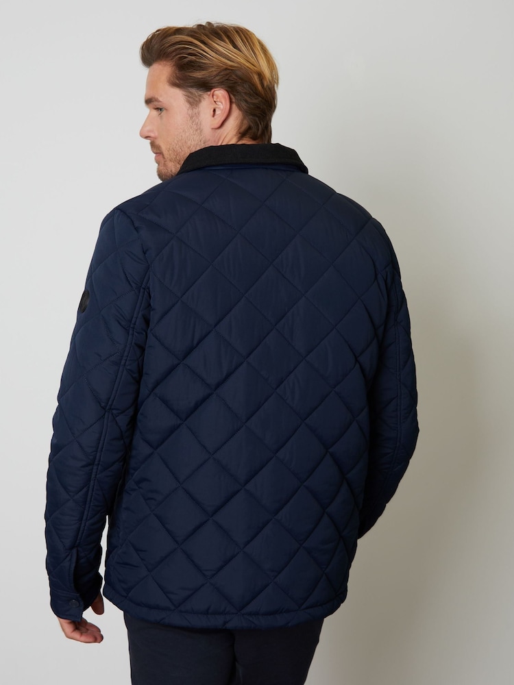 Threadbare Navy Showerproof Quilted Jacket With Microfleece Lining - Image 2 of 5