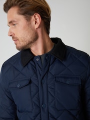 Threadbare Navy Showerproof Quilted Jacket With Microfleece Lining - Image 4 of 5