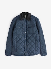 Threadbare Navy Showerproof Quilted Jacket With Microfleece Lining - Image 5 of 5