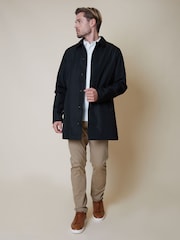 Threadbare Black Showerproof Longline Collared Jacket - Image 3 of 4