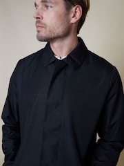 Threadbare Black Showerproof Longline Collared Jacket - Image 4 of 4