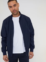 Threadbare Navy Showerproof Harrington Style Jacket - Image 3 of 5