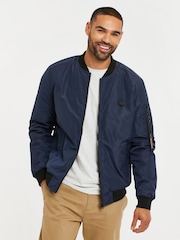 Threadbare Navy Lightweight Bomber Jacket - Image 1 of 5