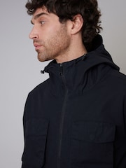 Threadbare Black Longline Hooded Utility Detail Field 100% Cotton Jacket - Image 4 of 4