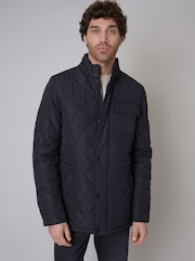 Threadbare Black Showerproof Waterproof Diamond Quilted Jacket - Image 1 of 4