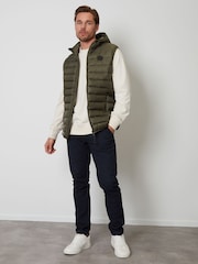 Threadbare Olive Green Matte Finish Padded Hooded Gilet - Image 3 of 4