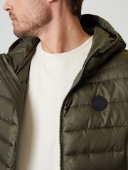 Threadbare Olive Green Matte Finish Padded Hooded Gilet - Image 4 of 4
