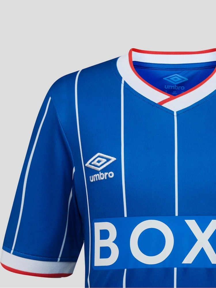 Castore Blue Rangers Junior 26/26 Home Football Short Sleeve Shirt - Image 2 of 5