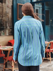Blue/Green Stripe Long Sleeve Side Stripe Shirt - Image 3 of 6