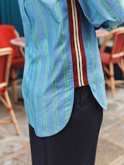 Blue/Green Stripe Long Sleeve Side Stripe Shirt - Image 4 of 6