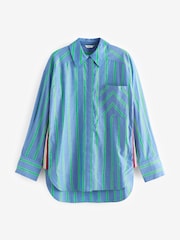 Blue/Green Stripe Long Sleeve Side Stripe Shirt - Image 5 of 6
