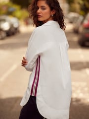 White Long Sleeve Side Stripe Shirt - Image 4 of 7