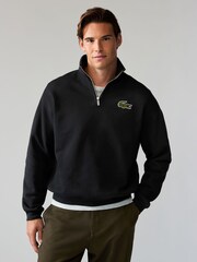 Schwarz - Lacoste Croc-Effekt Signature-Sweatshirt aus 100% Baumwolle - Bild 1 von 4