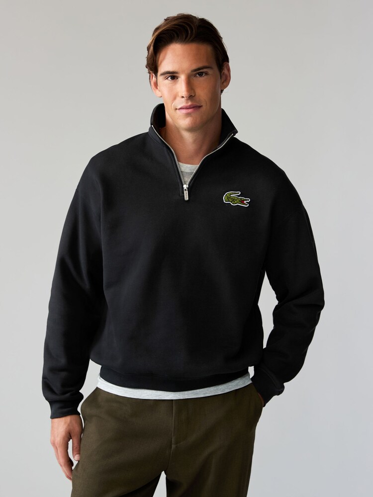 Schwarz - Lacoste Croc-Effekt Signature-Sweatshirt aus 100% Baumwolle - Bild 1 von 4