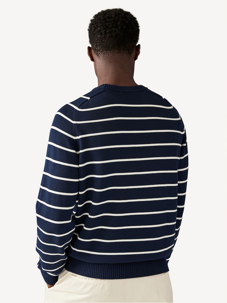 Lacoste Blue Stripe 100% Cotton Jumper - Image 2 of 4