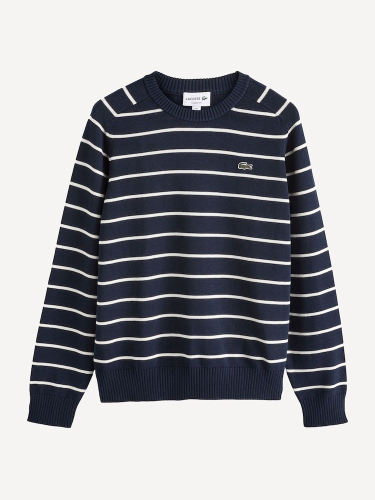 Lacoste Blue Stripe 100% Cotton Jumper - Image 4 of 4