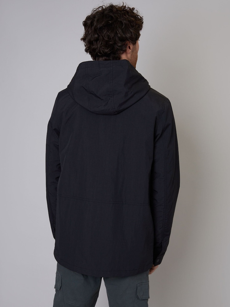 Черный - Threadbare Hooded Lightweight Jacket With Fleece Lined Hood - Изображение 2 из 4