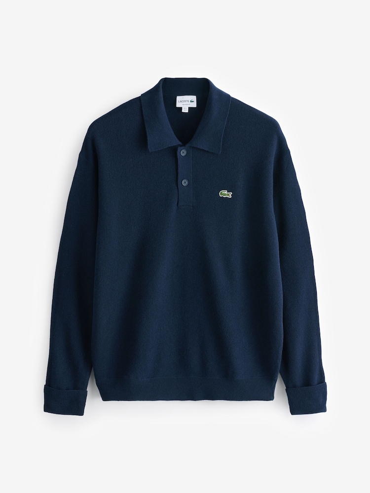 Lacoste Polo Collar Wool Jumper - Image 4 of 4