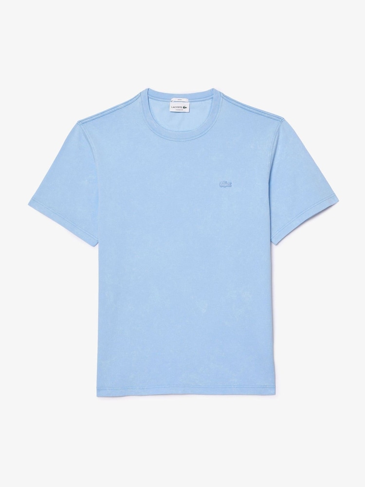 Lacoste Blue Washed 100% Cotton T-Shirt - Image 1 of 3