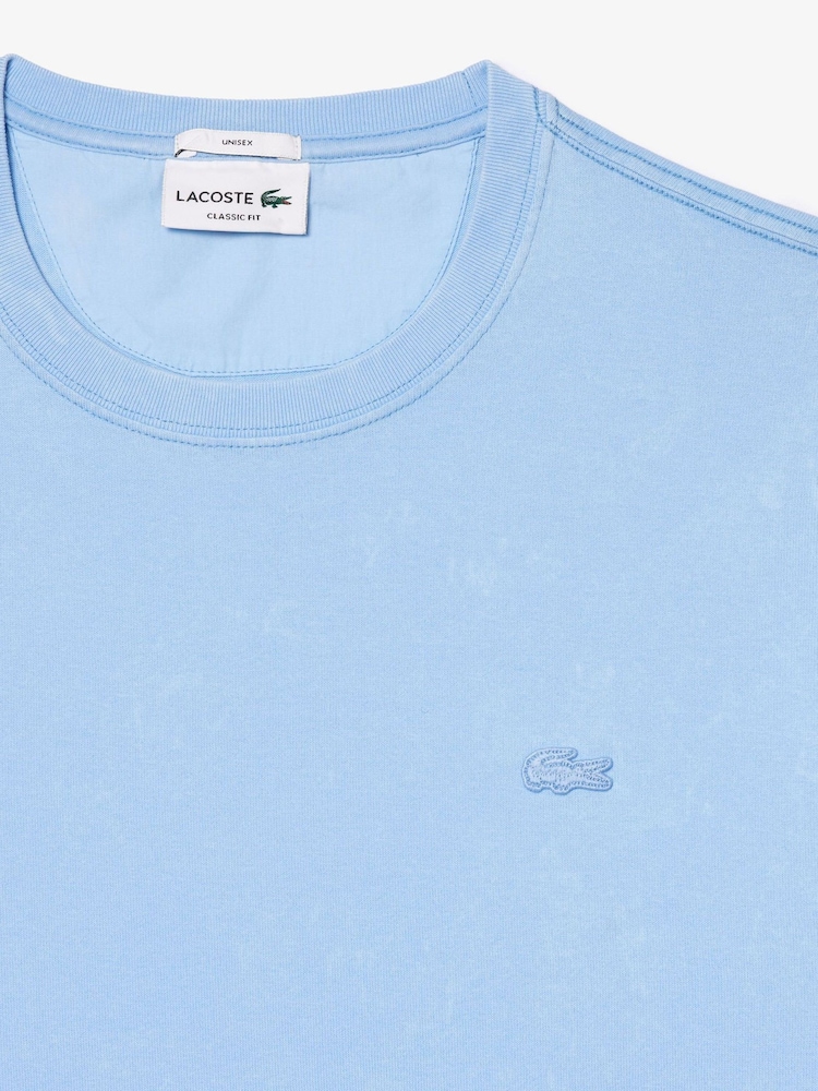 Lacoste Blue Washed 100% Cotton T-Shirt - Image 2 of 3