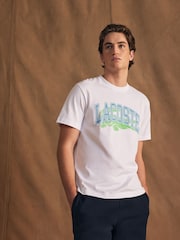 Lacoste Printed Logo 100% Cotton White T-Shirt - Bild 1 von 8
