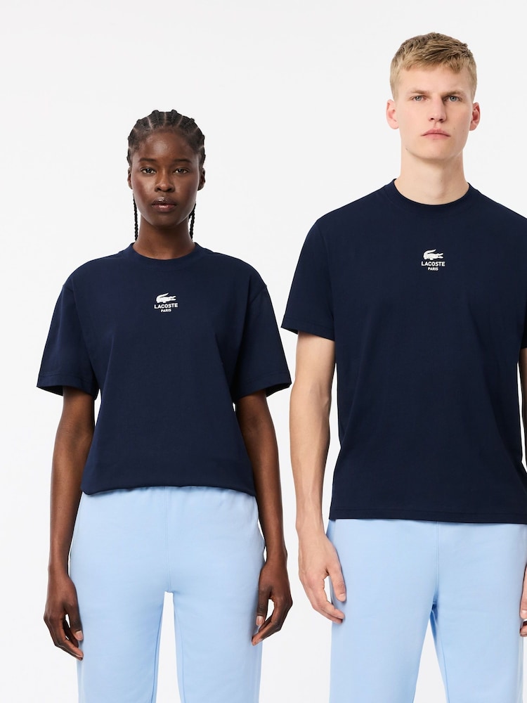 Lacoste Blue Paris Logo 100% Cotton T-Shirt - Image 1 of 7