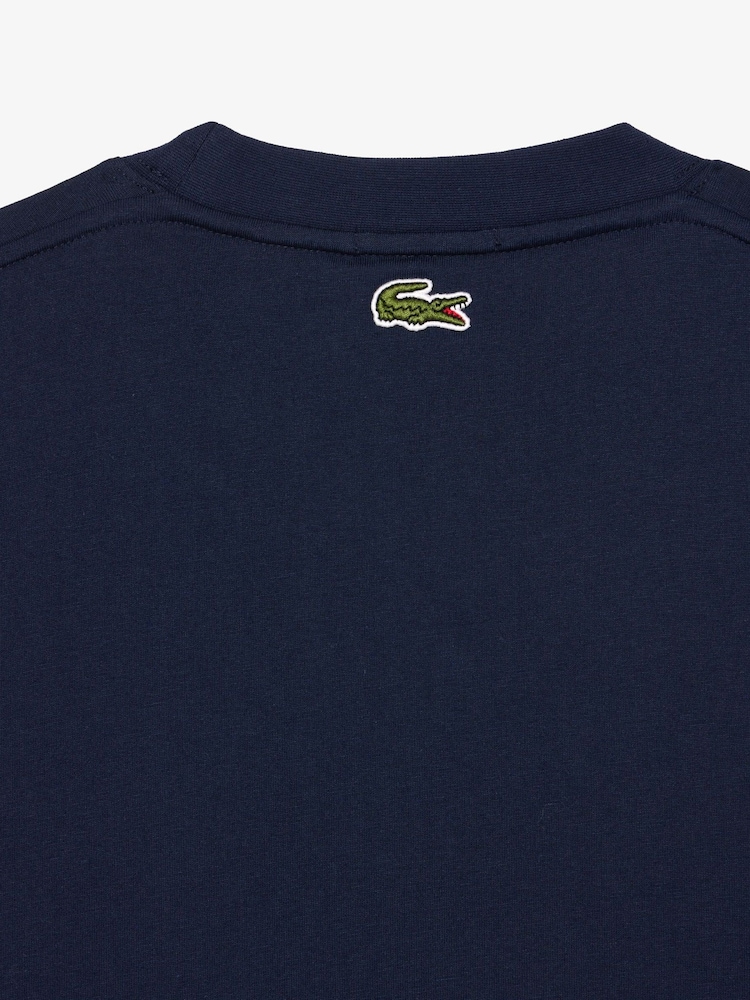 Lacoste Blue Paris Logo 100% Cotton T-Shirt - Image 7 of 7