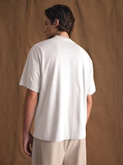 Lacoste Relaxed Fit Croc Effect 100% Cotton White T-Shirt - Image 3 of 8