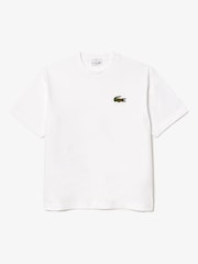 Lacoste Relaxed Fit Croc Effect 100% Cotton White T-Shirt - Image 7 of 8
