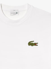 Lacoste Relaxed Fit Croc Effect 100% Cotton White T-Shirt - Image 8 of 8