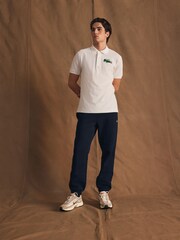 Lacoste Cream Embroidered Large Croc 100% Cotton Polo Shirt - Image 2 of 6