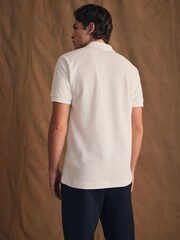 Lacoste Cream Embroidered Large Croc 100% Cotton Polo Shirt - Image 3 of 6