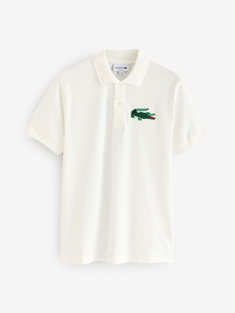 Lacoste Cream Embroidered Large Croc 100% Cotton Polo Shirt - Image 6 of 6 Lacoste Cream Embroidered Large Croc 100% Cotton Polo Shirt - Image 6 of 6