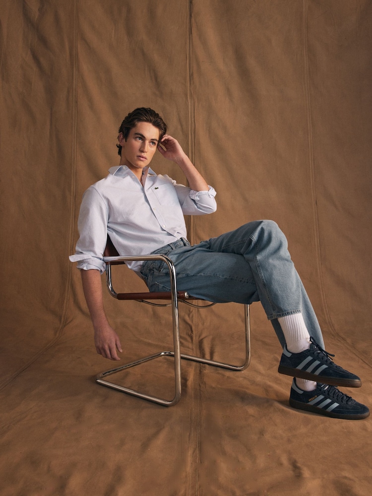 Lacoste Blue Striped Oxford 100% Cotton Shirt - Image 2 of 9