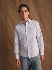 Lacoste Blue Striped Oxford 100% Cotton Shirt - Image 4 of 9