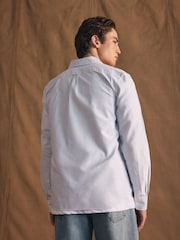 Lacoste Blue Striped Oxford 100% Cotton Shirt - Image 5 of 9