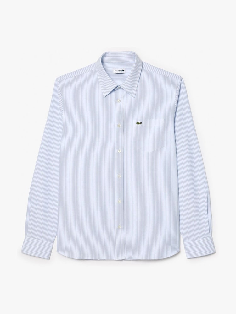 Lacoste Blue Striped Oxford 100% Cotton Shirt - Image 7 of 9