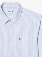 Lacoste Blue Striped Oxford 100% Cotton Shirt - Image 8 of 9