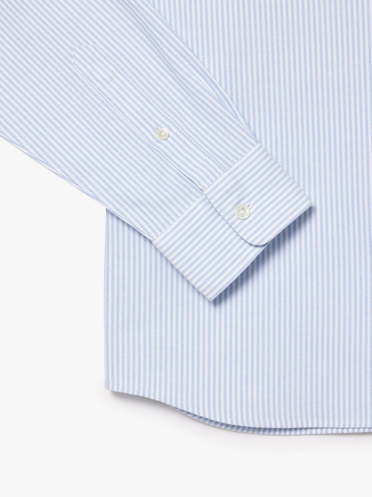 Lacoste Blue Striped Oxford 100% Cotton Shirt - Image 9 of 9