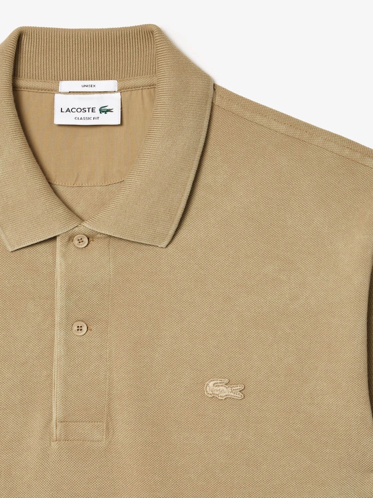 Lacoste Originals Washed L1212 100% Cotton Brown Polo Shirt - Image 2 of 2