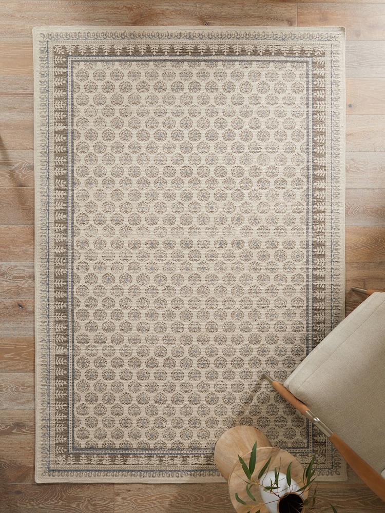 Natural 100% Cotton Mabel Woodblock Rug - Image 2 of 7
